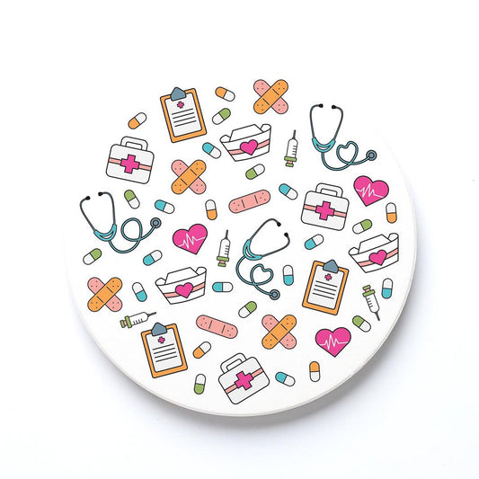 Ceramic Round Coaster-Nursing Icons