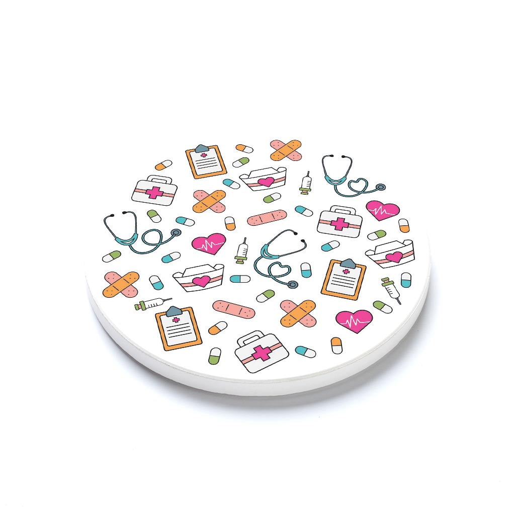 Ceramic Round Coaster-Nursing Icons