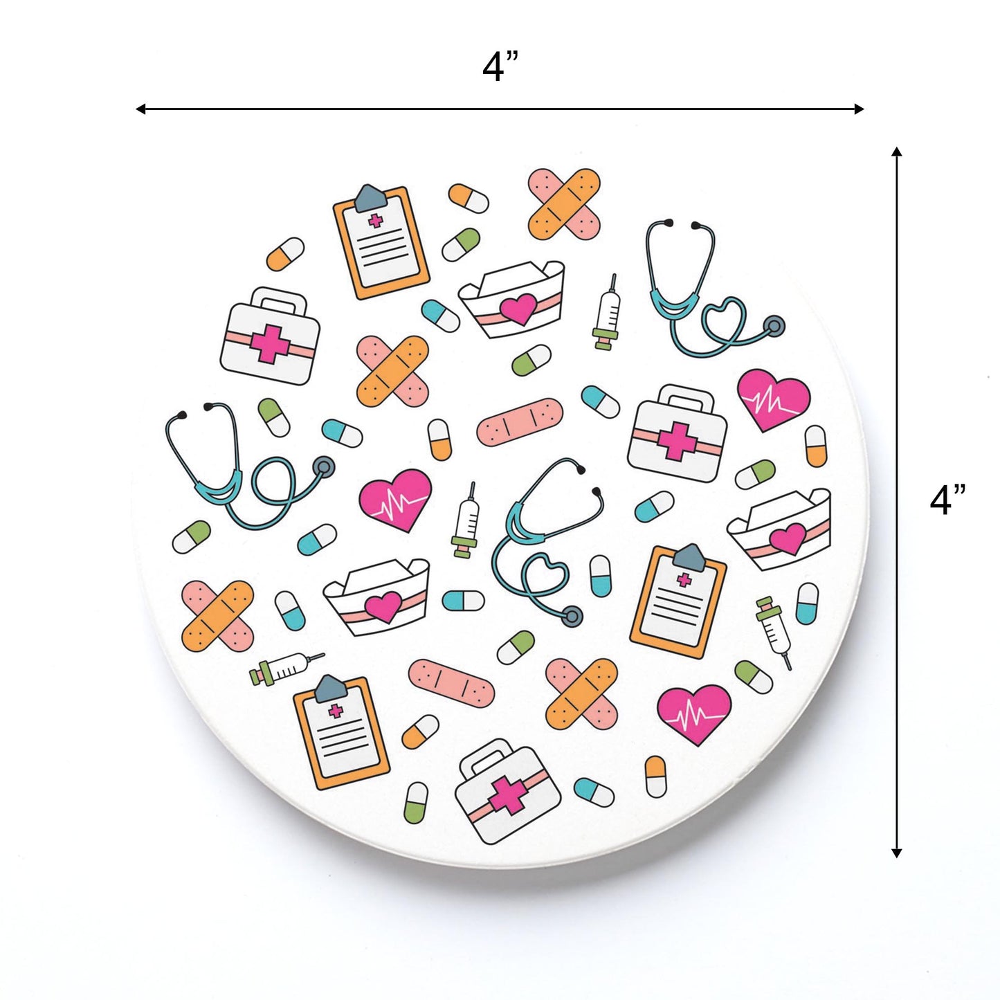 Ceramic Round Coaster-Nursing Icons