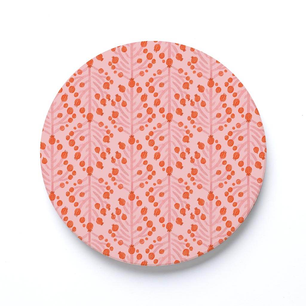 Ceramic Round Coaster-Pretty Things Pink Pattern
