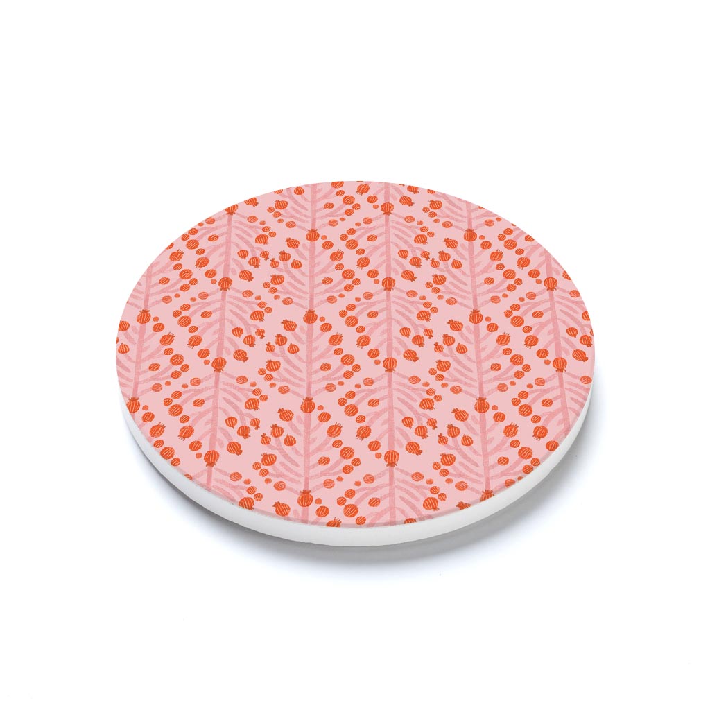 Ceramic Round Coaster-Pretty Things Pink Pattern