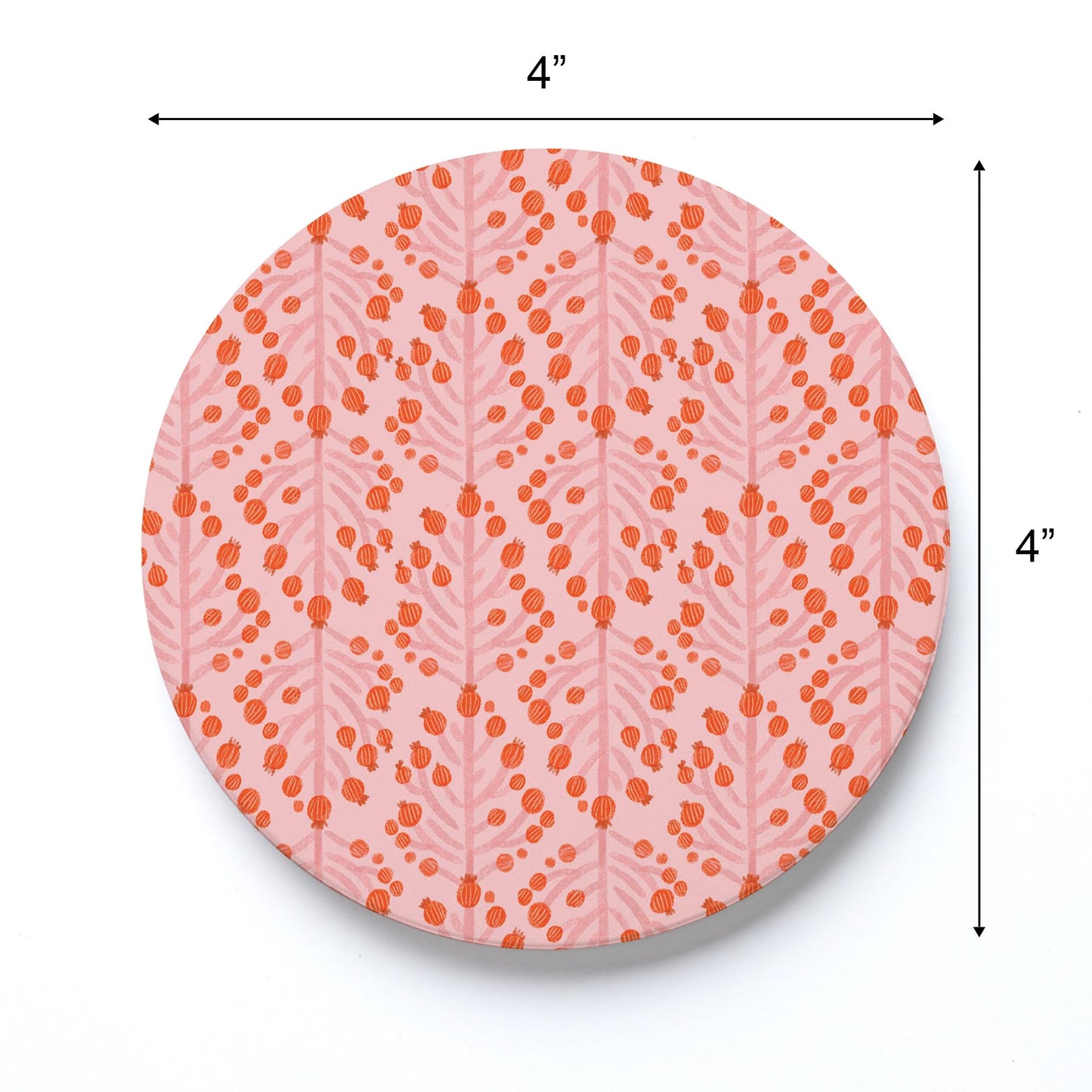 Ceramic Round Coaster-Pretty Things Pink Pattern