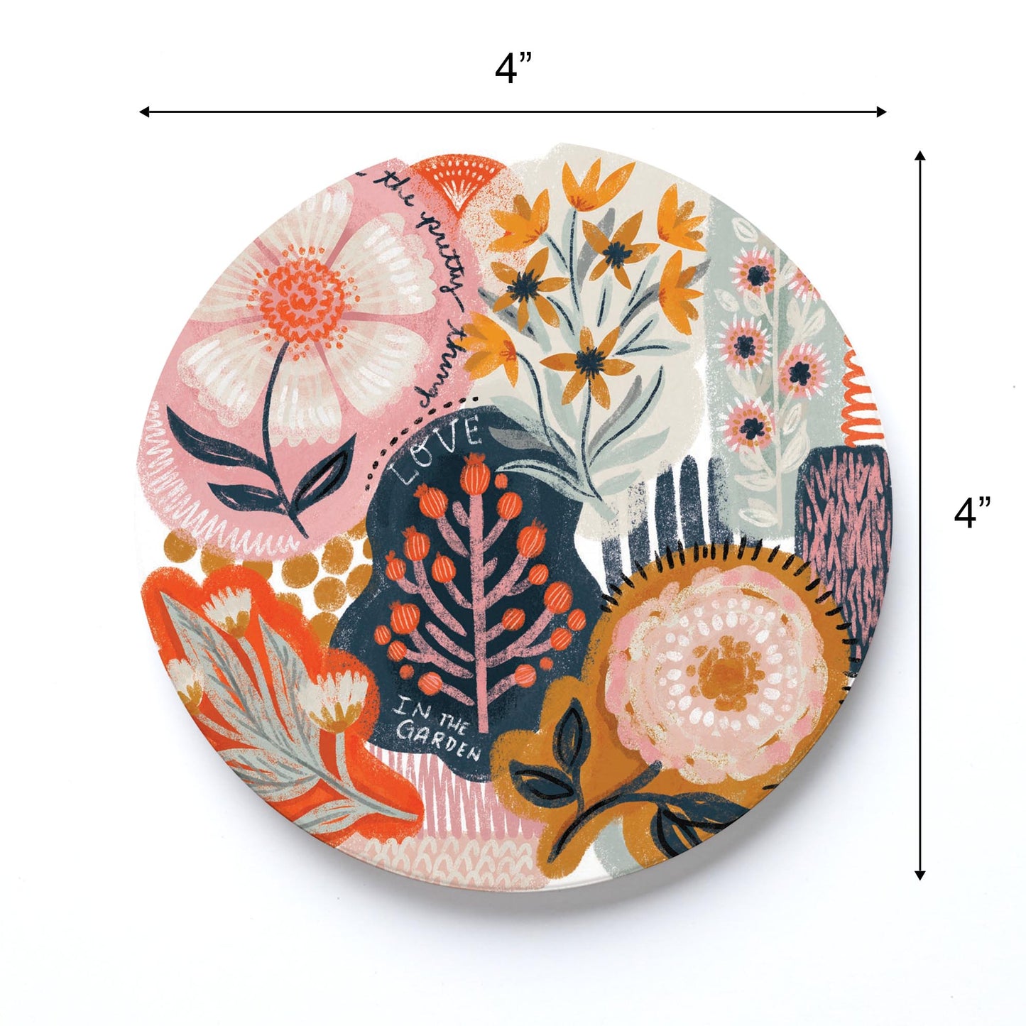 Ceramic Round Coaster-Pretty Things Abstract Florals