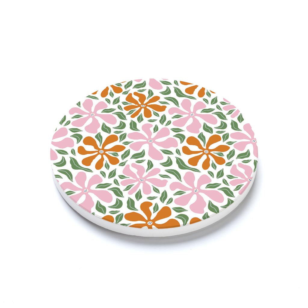 Ceramic Round Coaster-Spring Abstract Floral Pattern