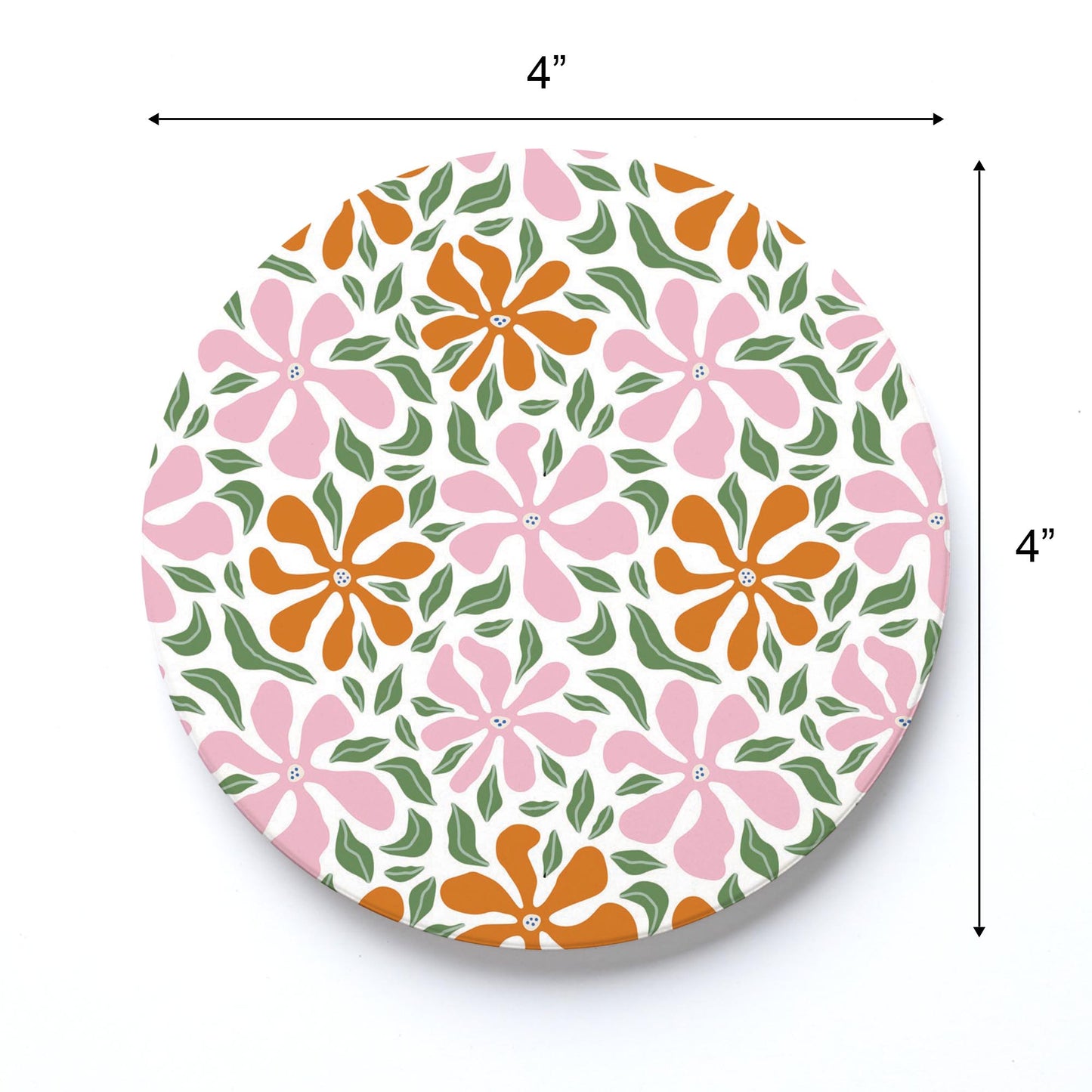 Ceramic Round Coaster-Spring Abstract Floral Pattern