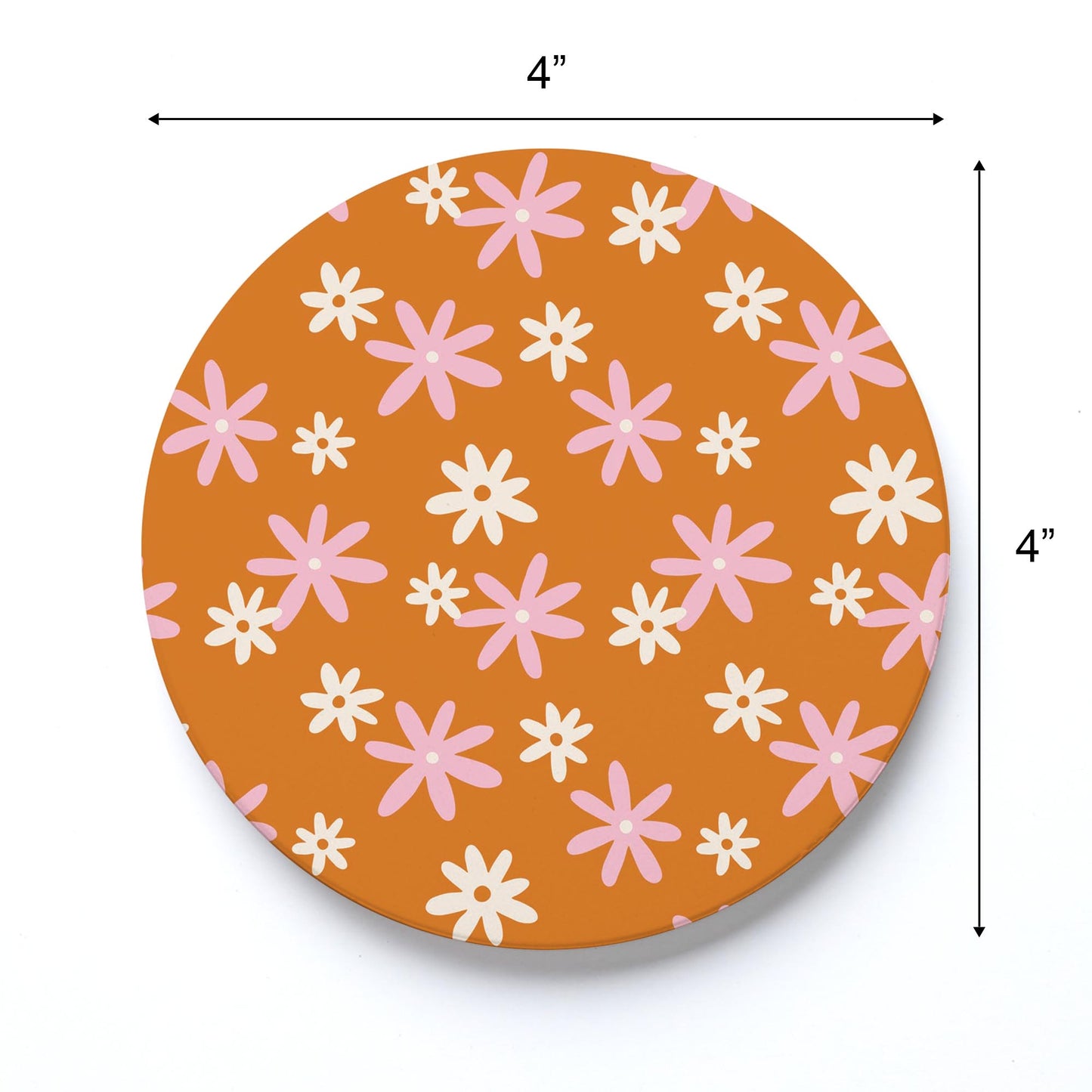 Ceramic Round Coaster-Spring Daisy Floral Pattern