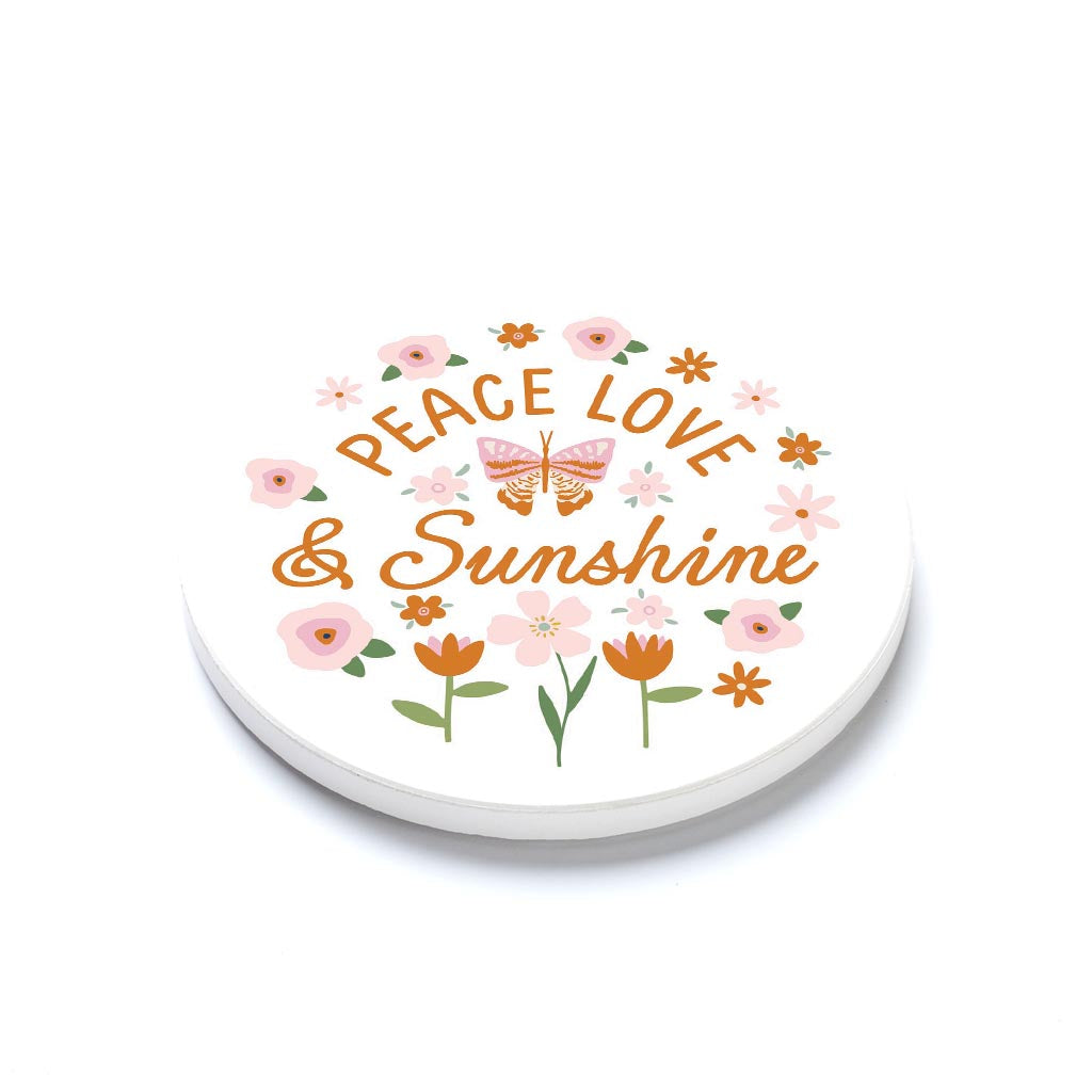 Ceramic Round Coaster-Spring Peace Love & Sunshine