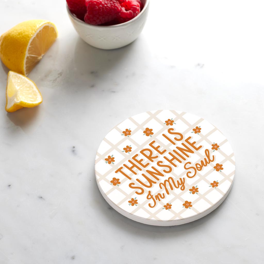Ceramic Round Coaster-Spring There Is Sunshine