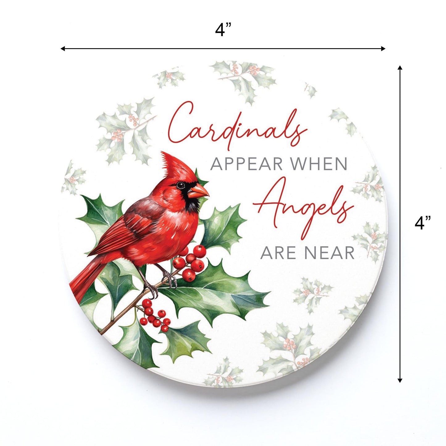 Ceramic Round Coaster-Cardinal Christmas Angels Are Near -3