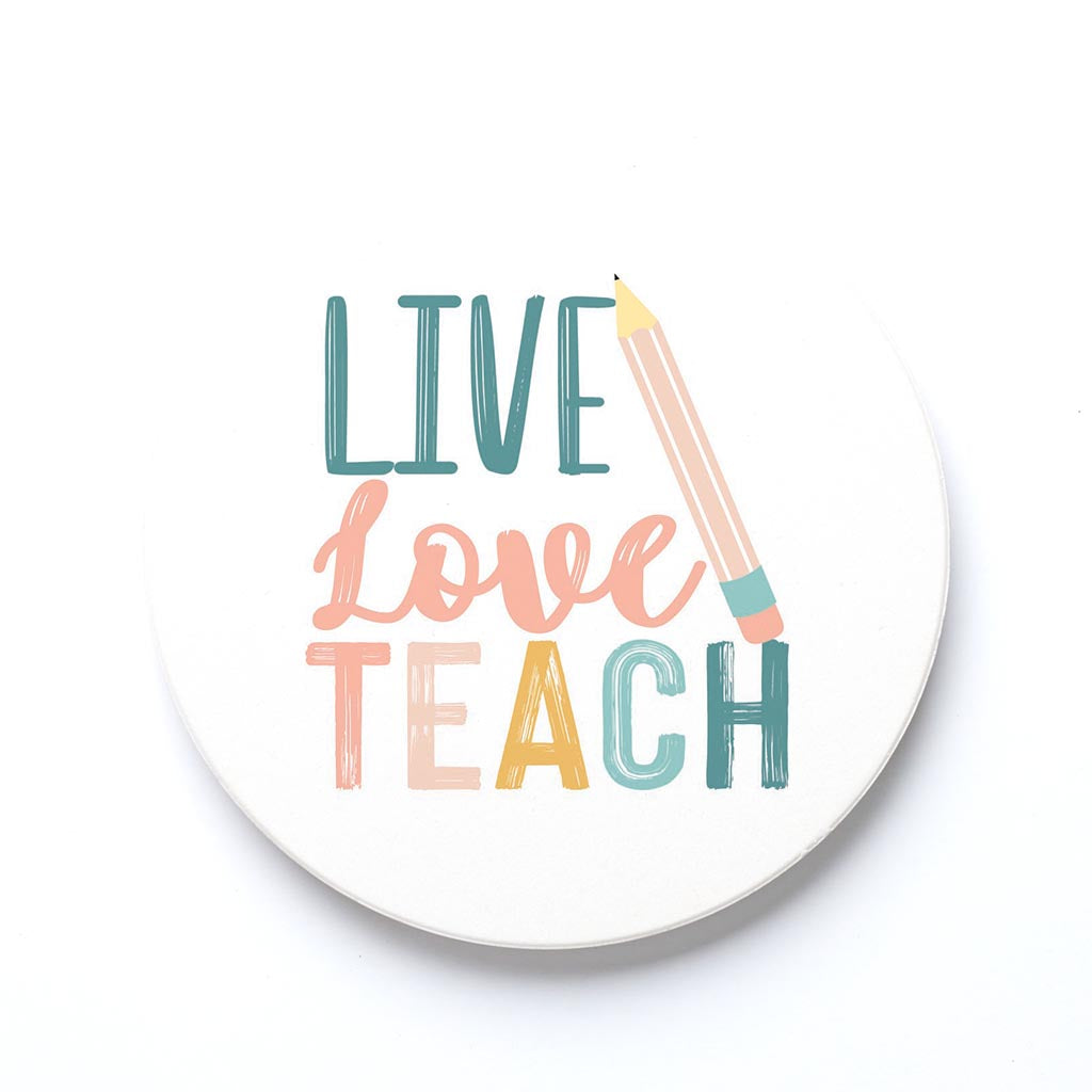 Ceramic Round Coaster-Live Love Teach -0