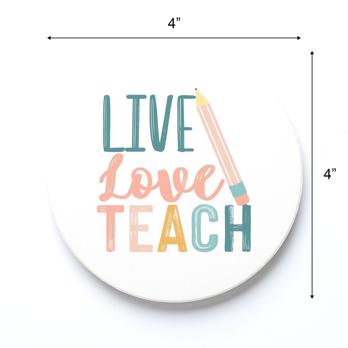 Ceramic Round Coaster-Live Love Teach -3