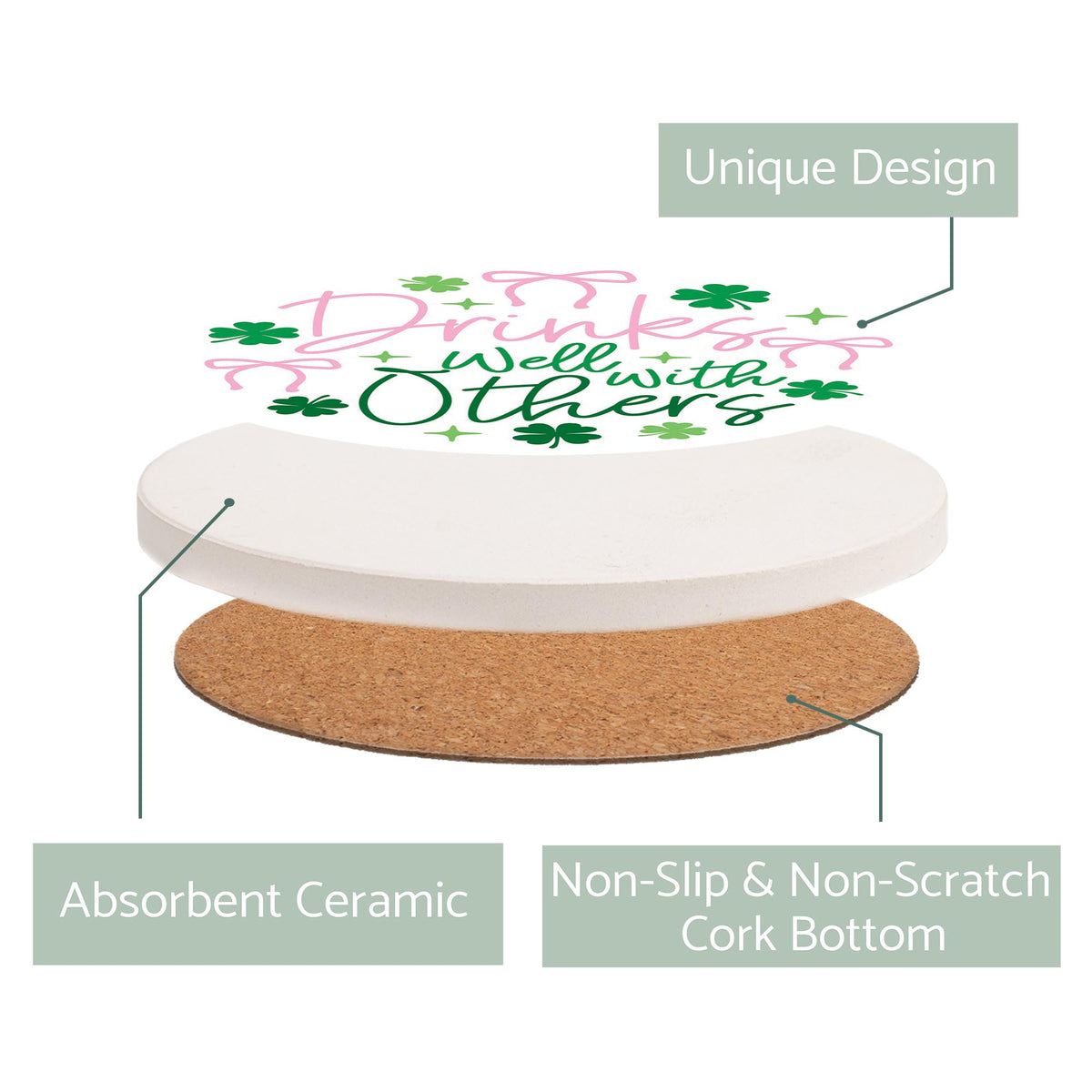 Ceramic Round Coaster-St. Patty's Day -2