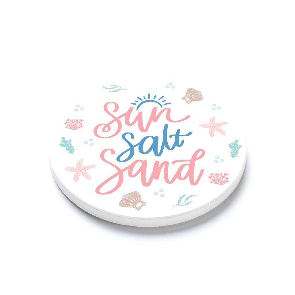 Ceramic Round Coaster-Coastal Sea Turtles Sun Salt Sand