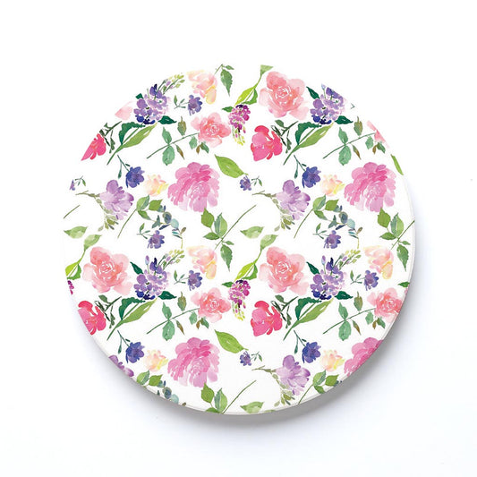Ceramic Round Coaster-Floral Watercolor Pattern 1 -0