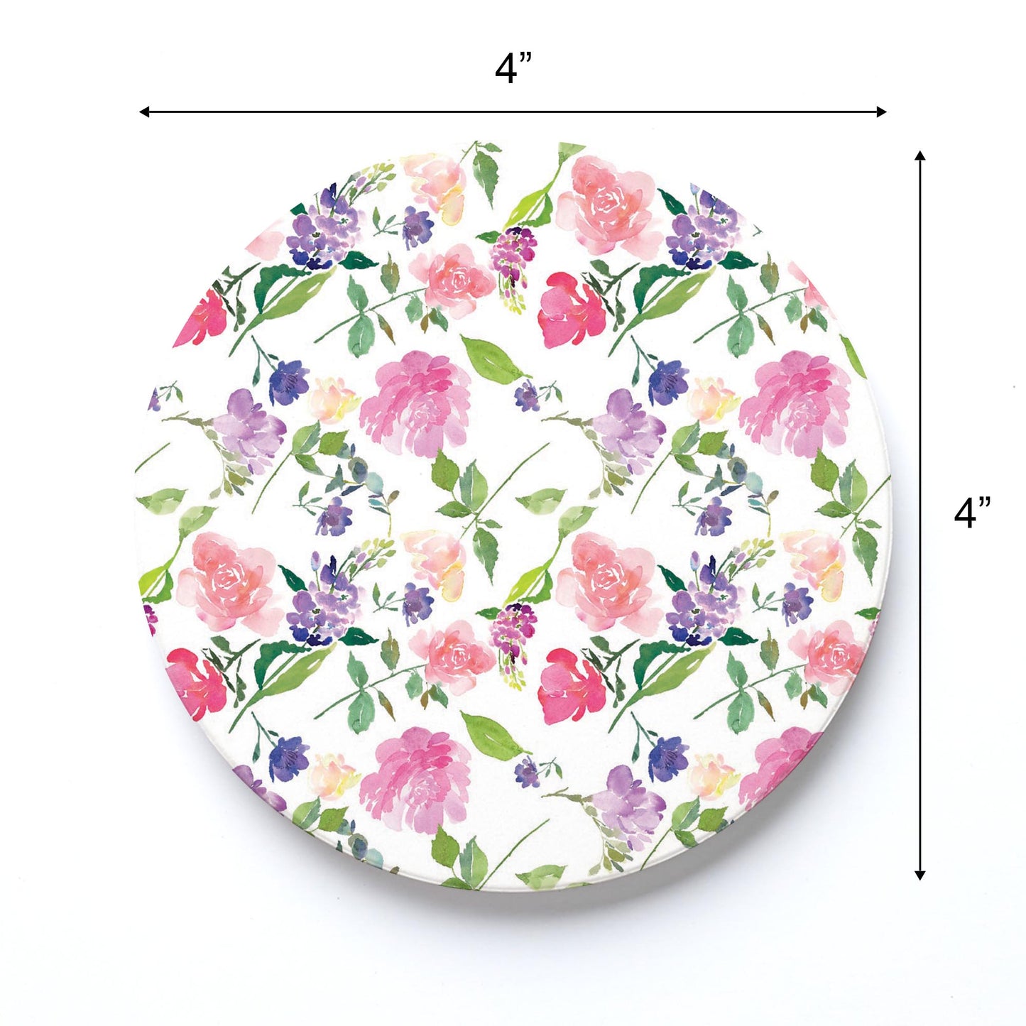 Ceramic Round Coaster-Floral Watercolor Pattern 1 -3