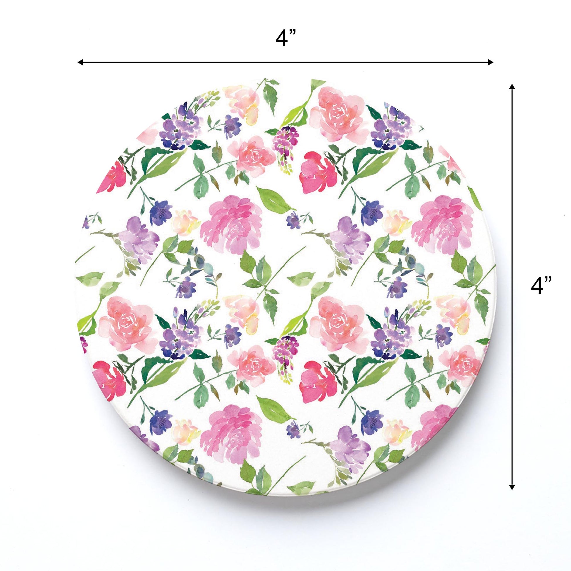 Ceramic Round Coaster-Floral Watercolor Pattern 1 -3