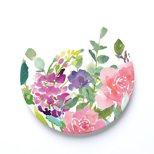 Ceramic Round Coaster-Floral Watercolor Pattern 2 -0