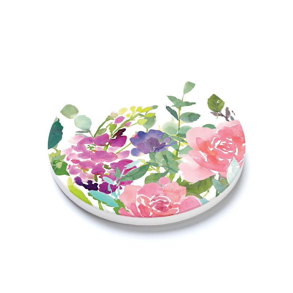 Ceramic Round Coaster-Floral Watercolor Pattern 2 -1