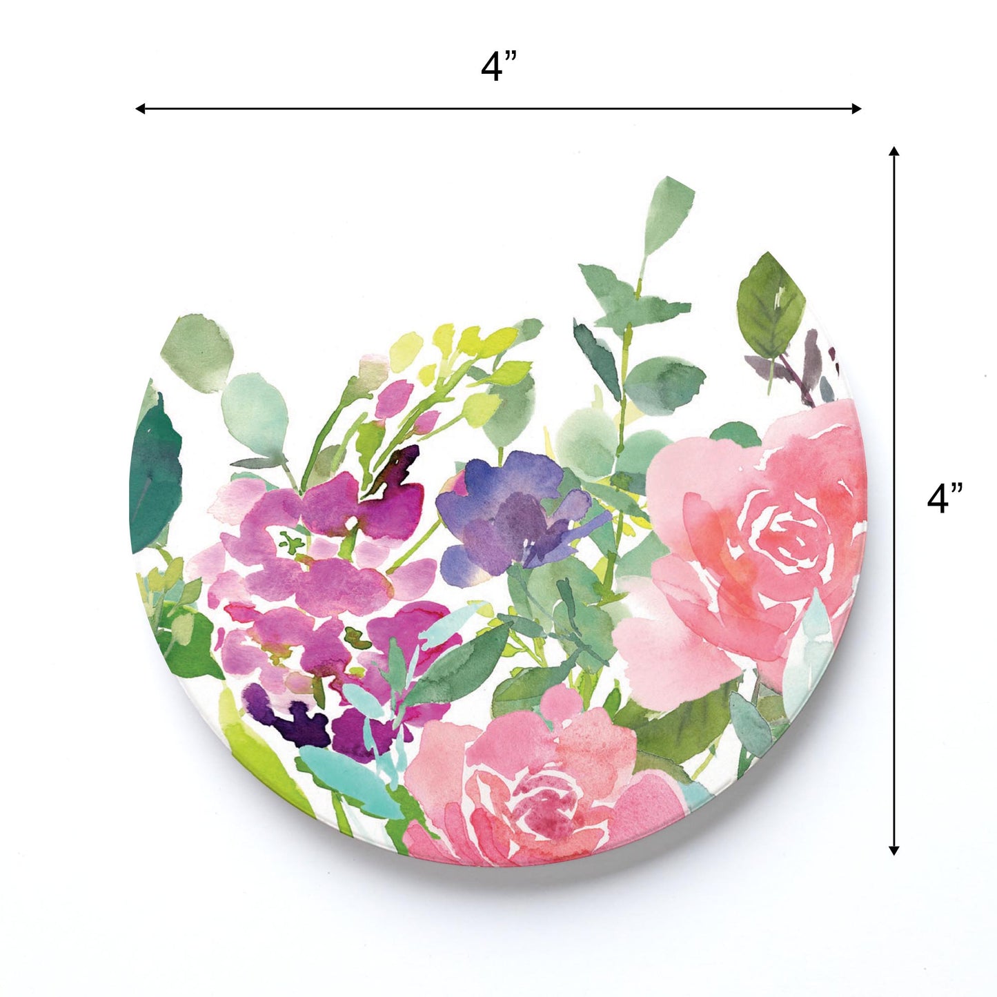 Ceramic Round Coaster-Floral Watercolor Pattern 2 -3