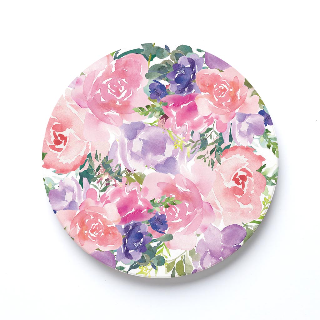 Ceramic Round Coaster-Floral Watercolor Pattern 3 -0