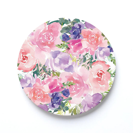 Ceramic Round Coaster-Floral Watercolor Pattern 3 -0