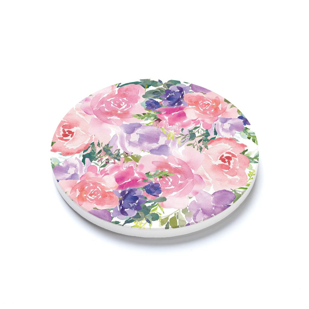 Ceramic Round Coaster-Floral Watercolor Pattern 3 -1