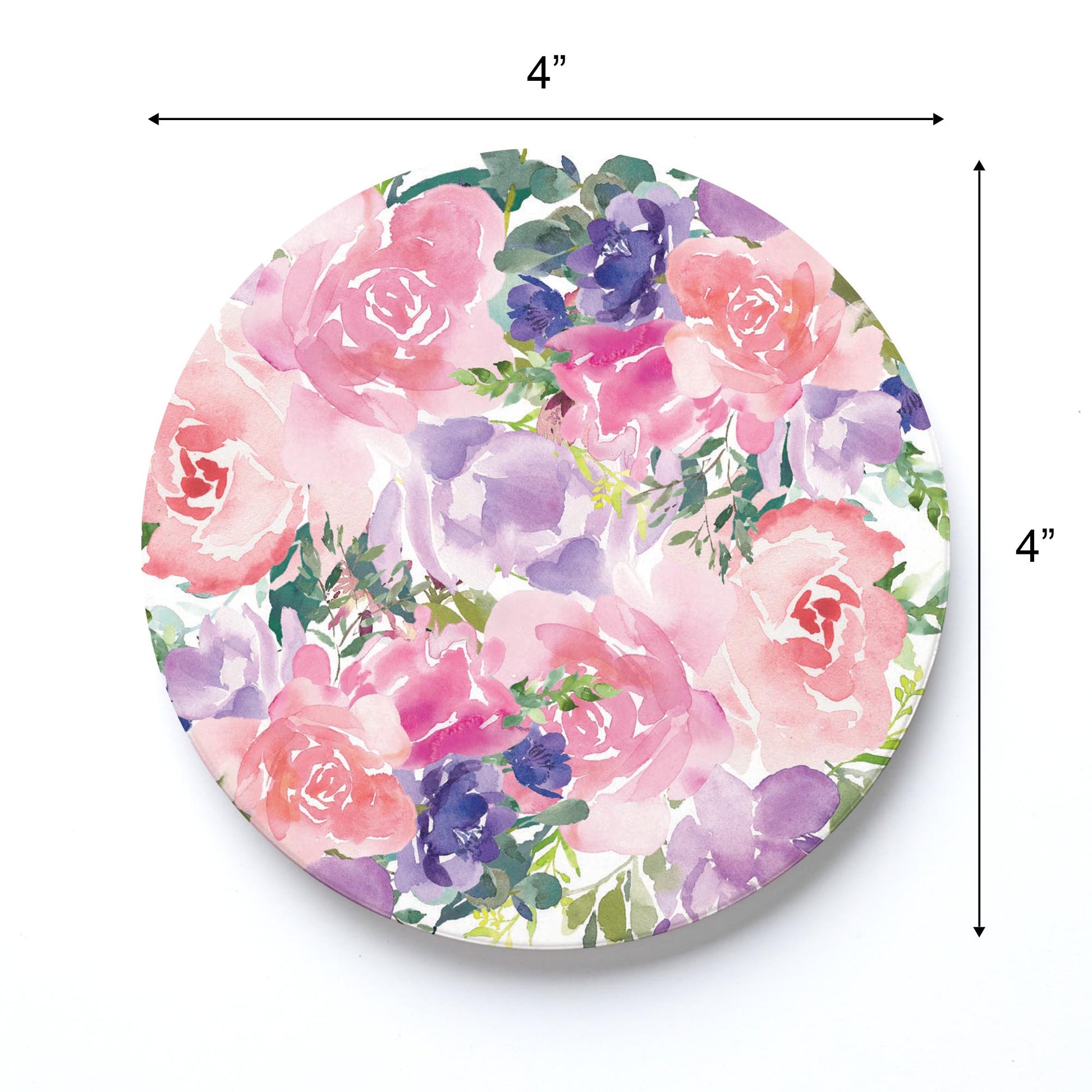 Ceramic Round Coaster-Floral Watercolor Pattern 3 -3