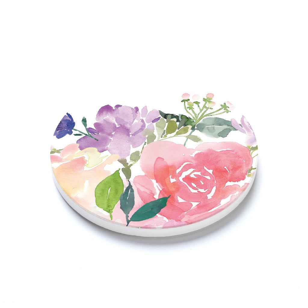 Ceramic Round Coaster-Floral Watercolor Pattern 4 -1