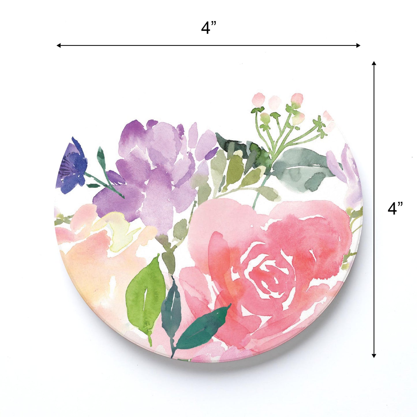 Ceramic Round Coaster-Floral Watercolor Pattern 4 -3
