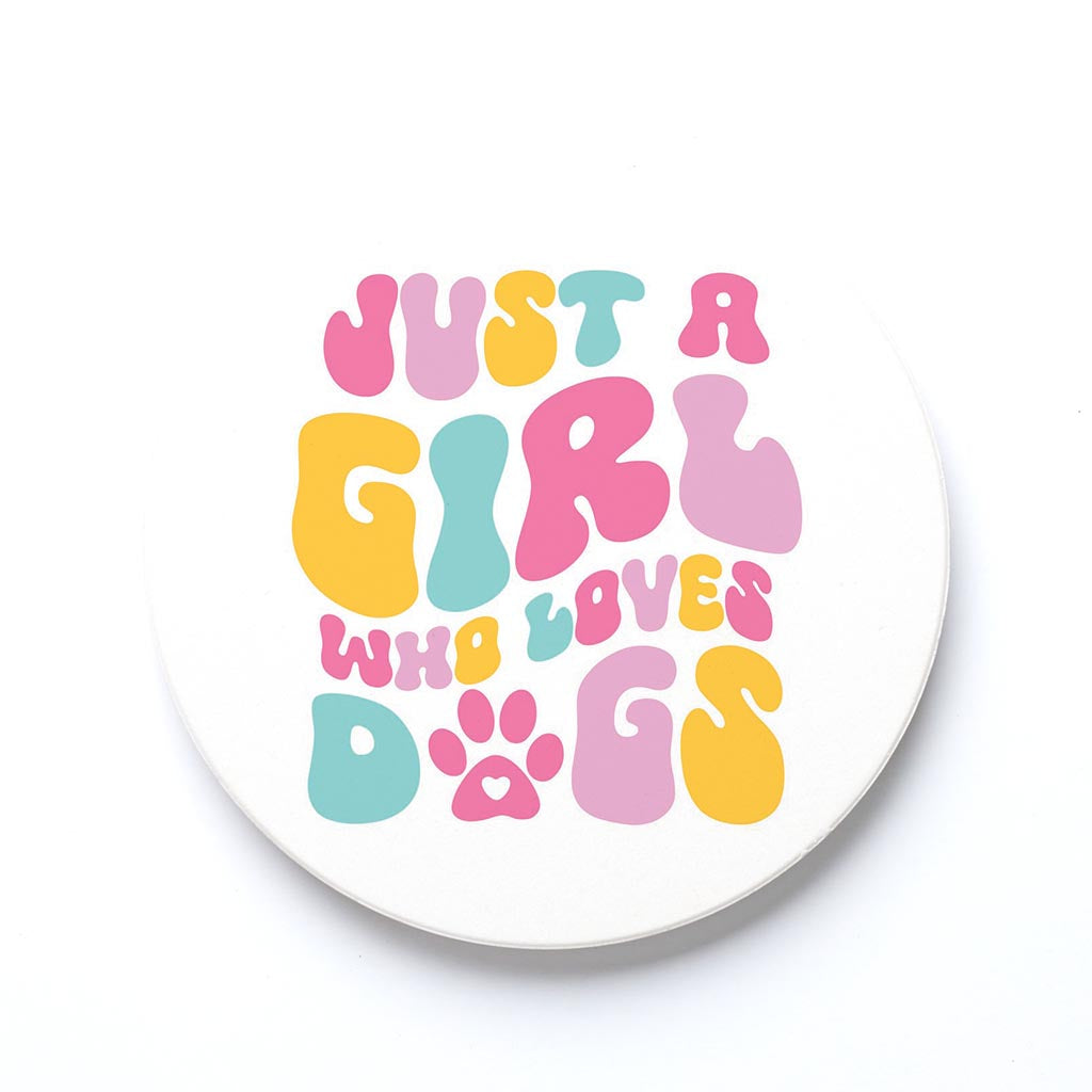 Ceramic Round Coaster-Just A Girl Who Loves Dogs -0