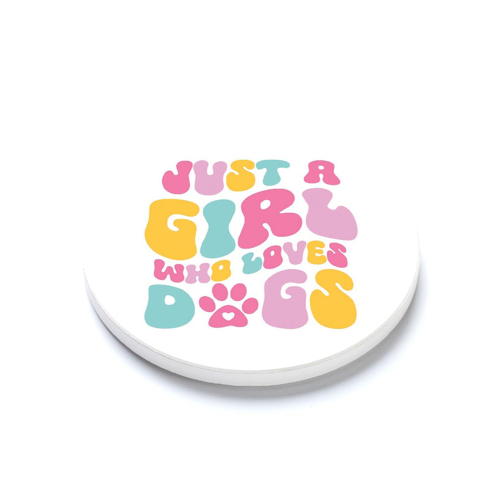 Ceramic Round Coaster-Just A Girl Who Loves Dogs -1