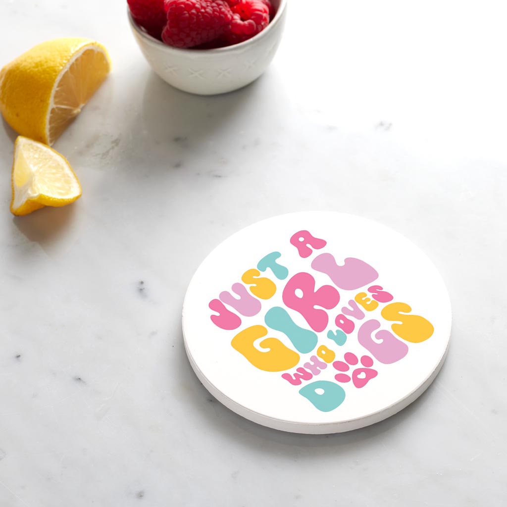 Ceramic Round Coaster-Just A Girl Who Loves Dogs -4