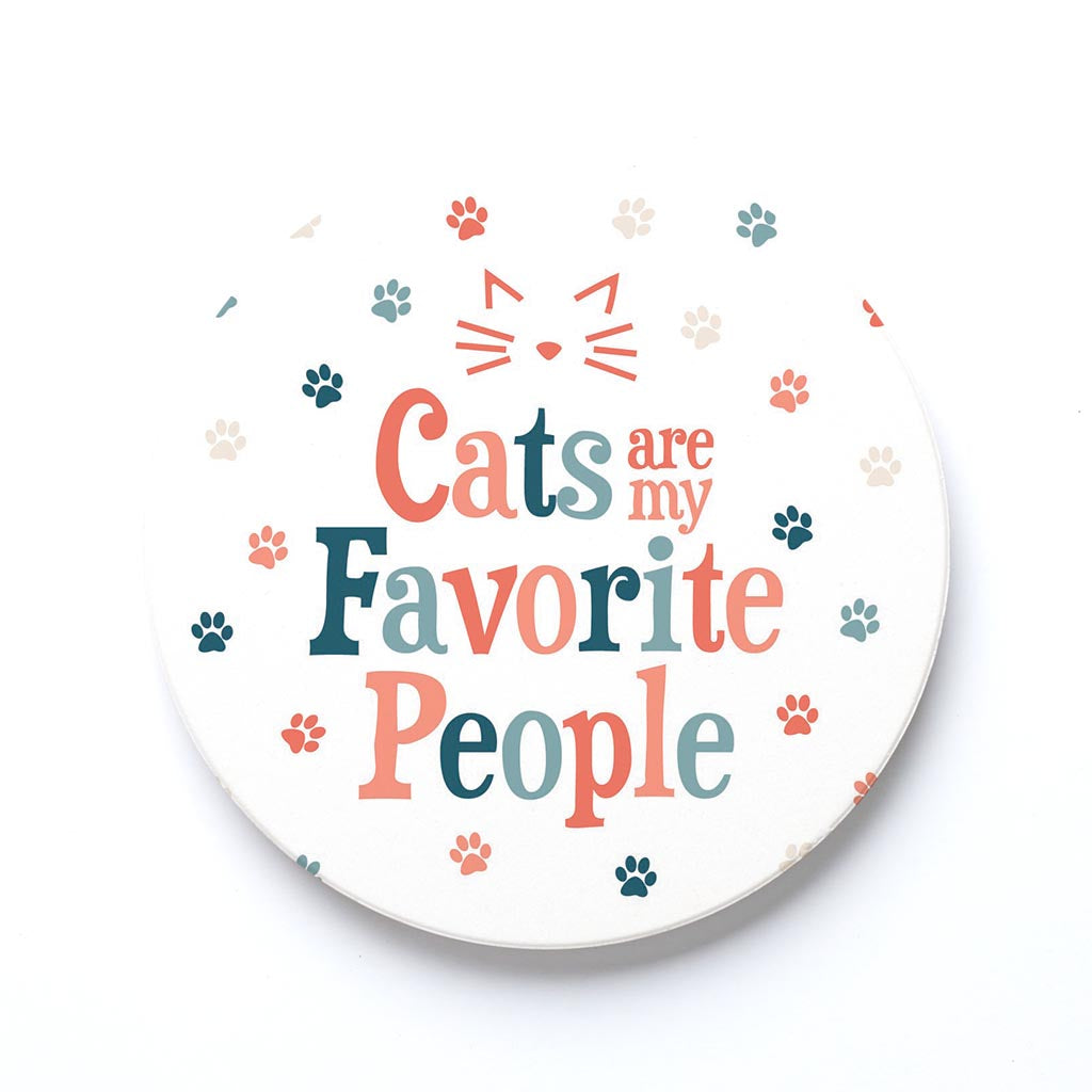 Ceramic Round Coaster-Cats Are My Favorite People -0