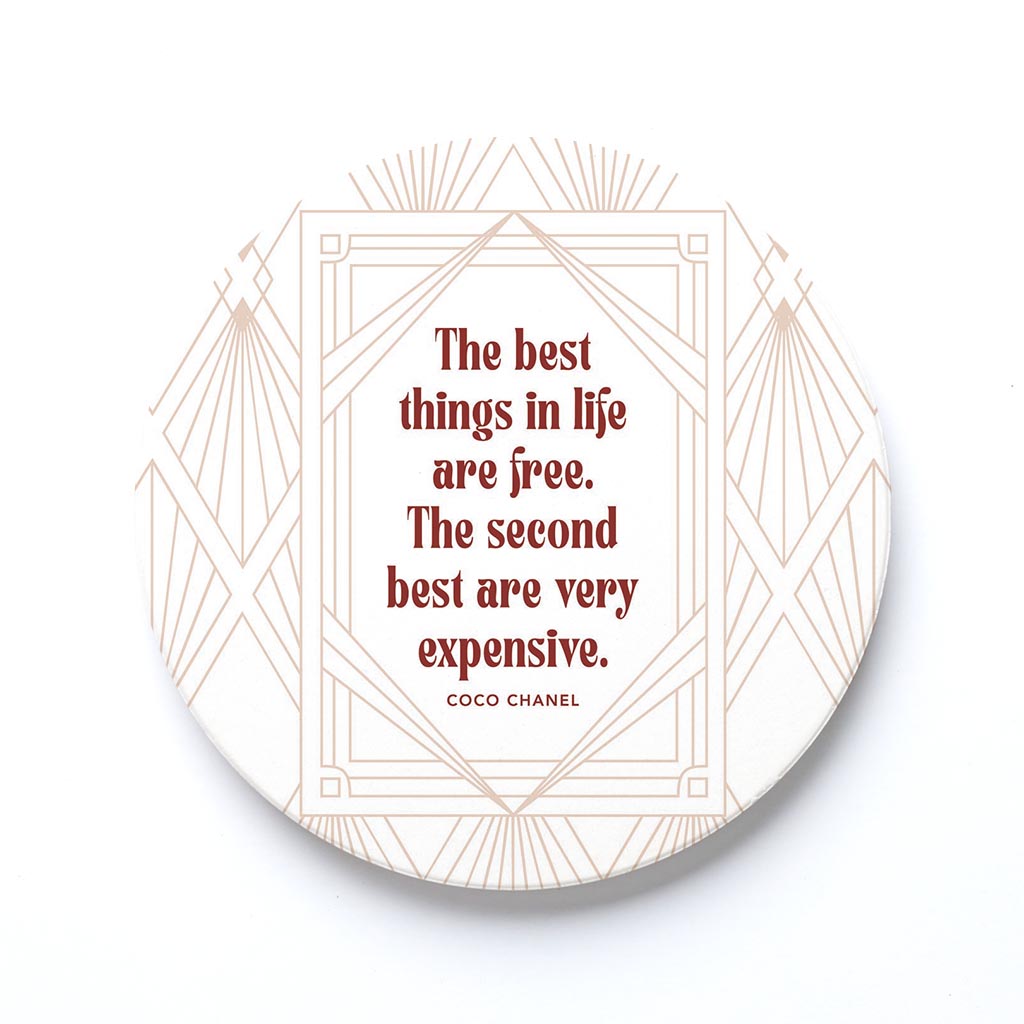 Ceramic Round Coaster-Art Deco The Best Things In life -0