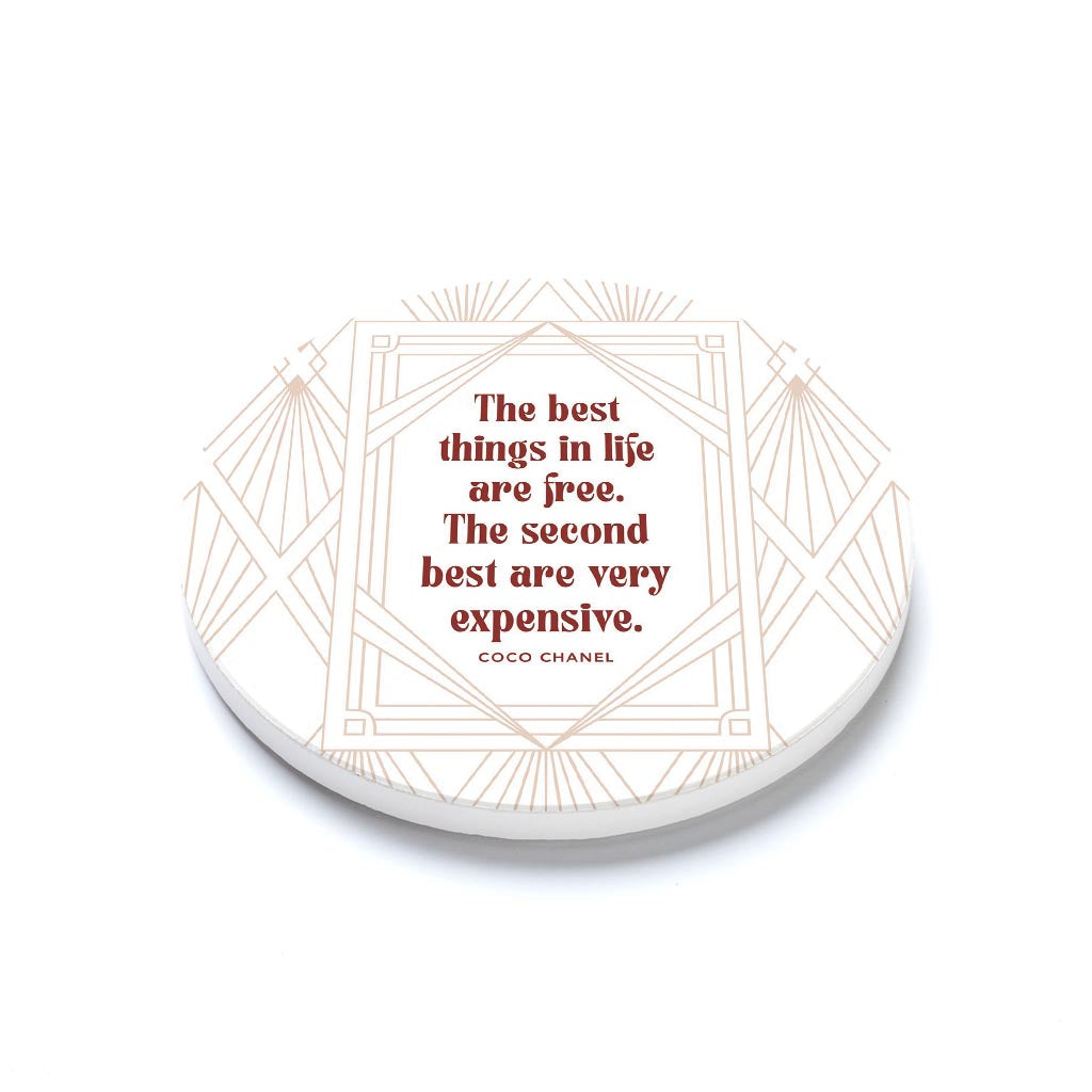 Ceramic Round Coaster-Art Deco The Best Things In life -1