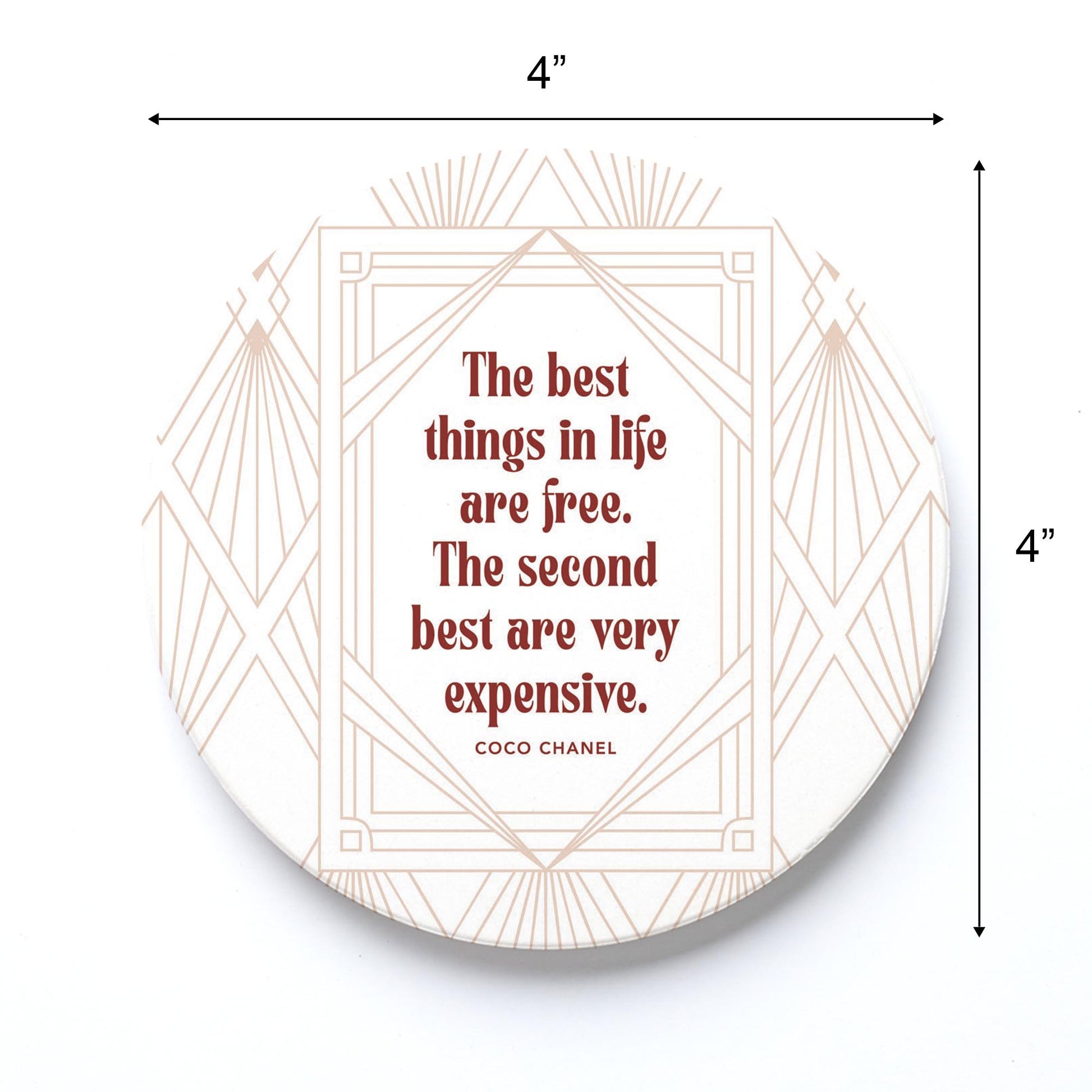 Ceramic Round Coaster-Art Deco The Best Things In life -3