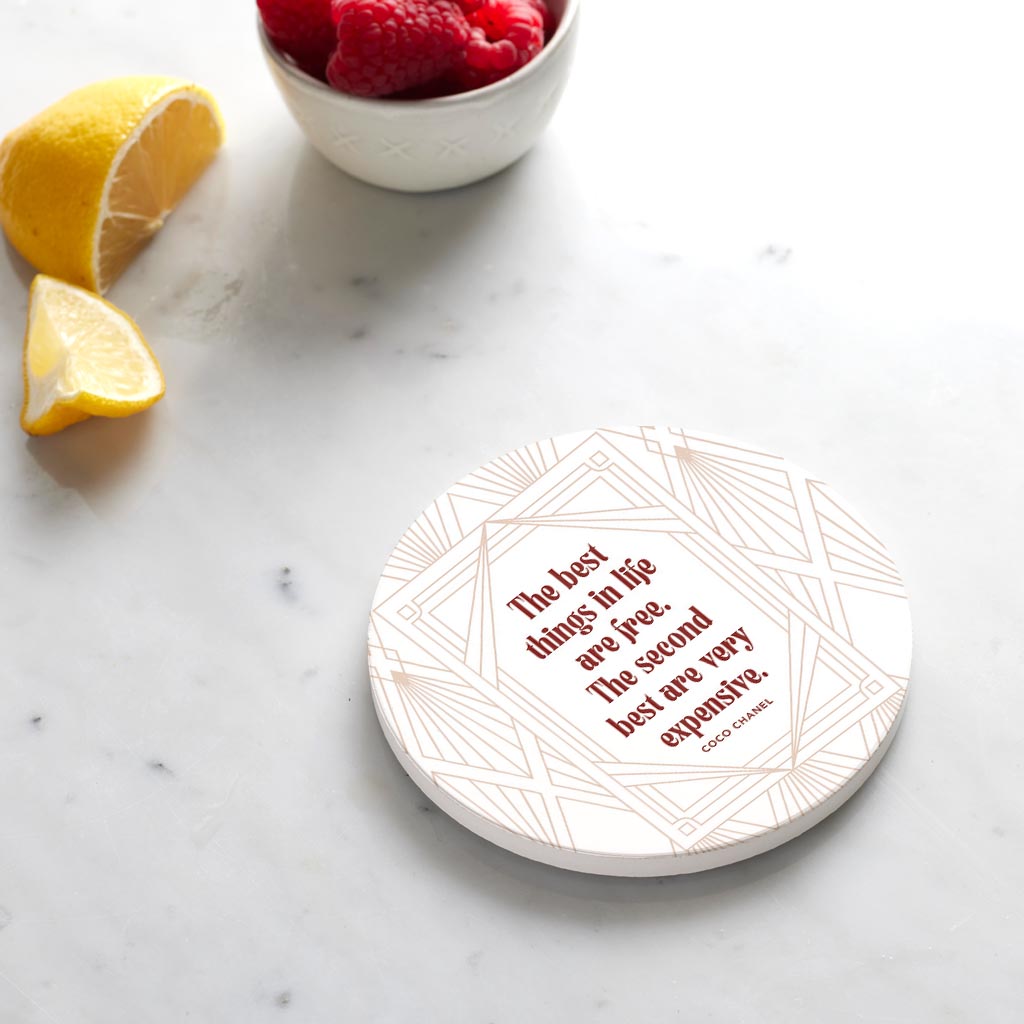 Ceramic Round Coaster-Art Deco The Best Things In life -4