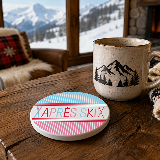 4" Ceramic Coaster-Après Ski | Gift | Lodge