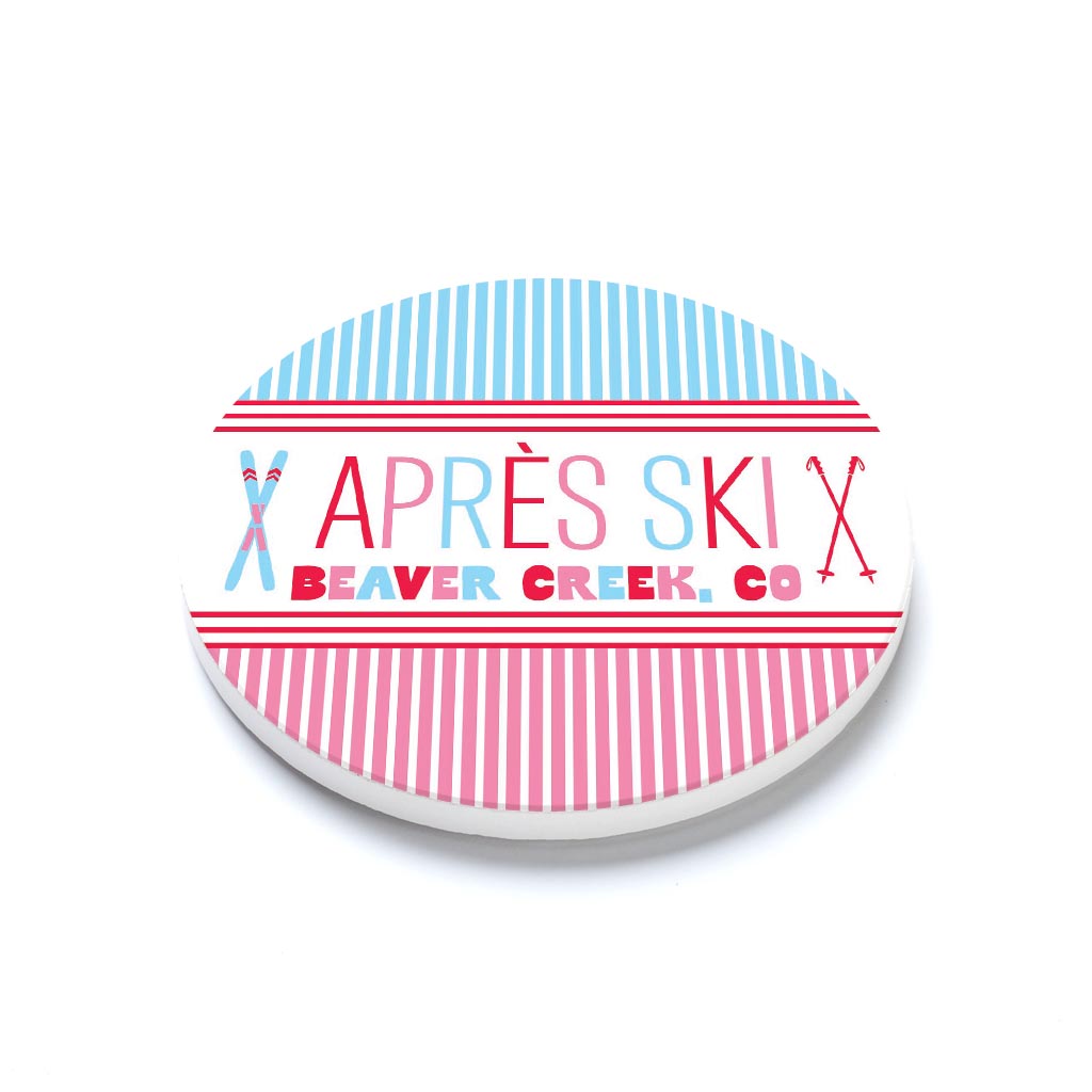 Ceramic Round Coaster-Love+Local Après Ski -1