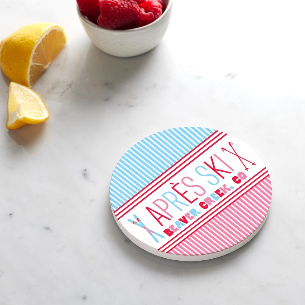 Ceramic Round Coaster-Love+Local Après Ski -3