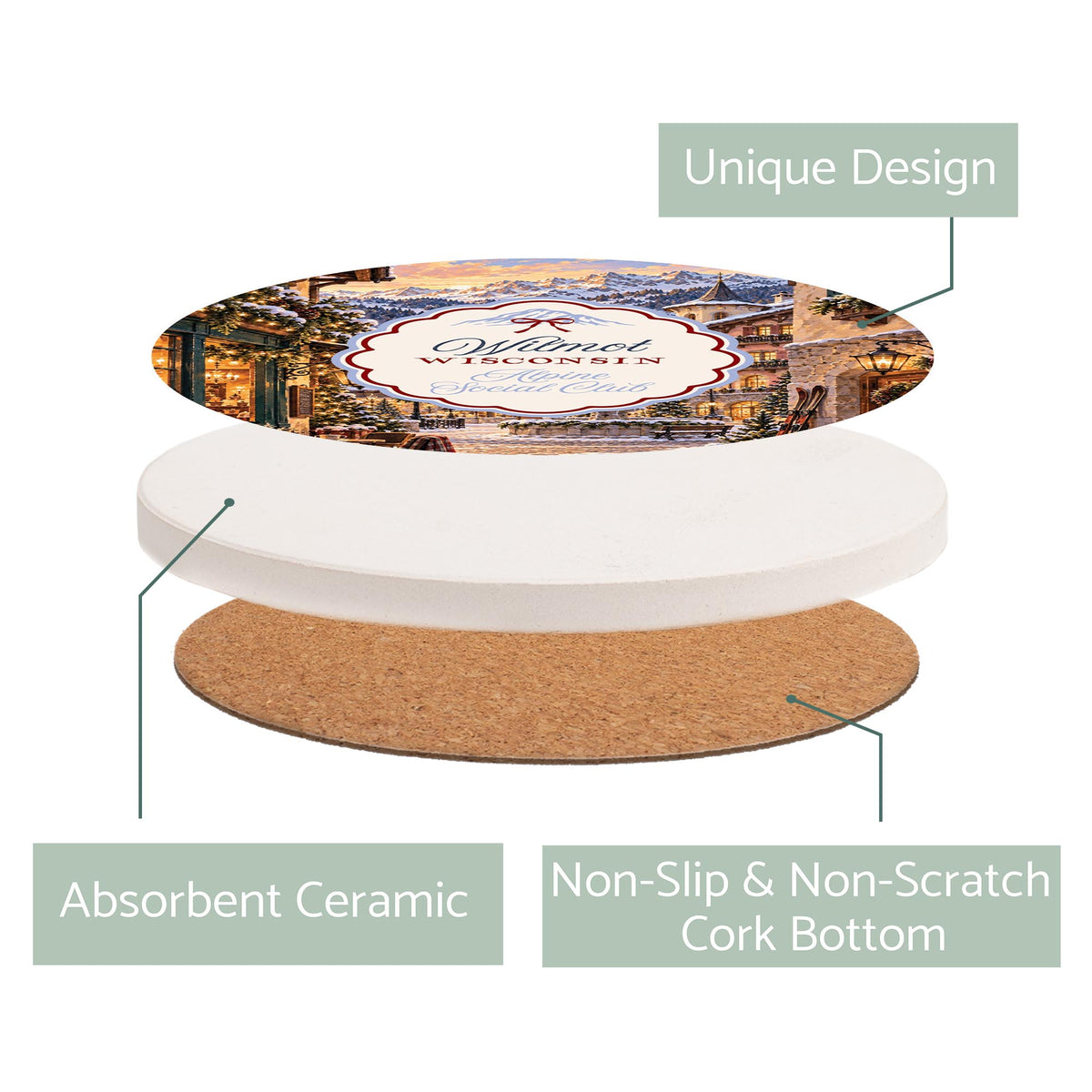Ceramic Round Coaster-Chalet Girl | Custom -2