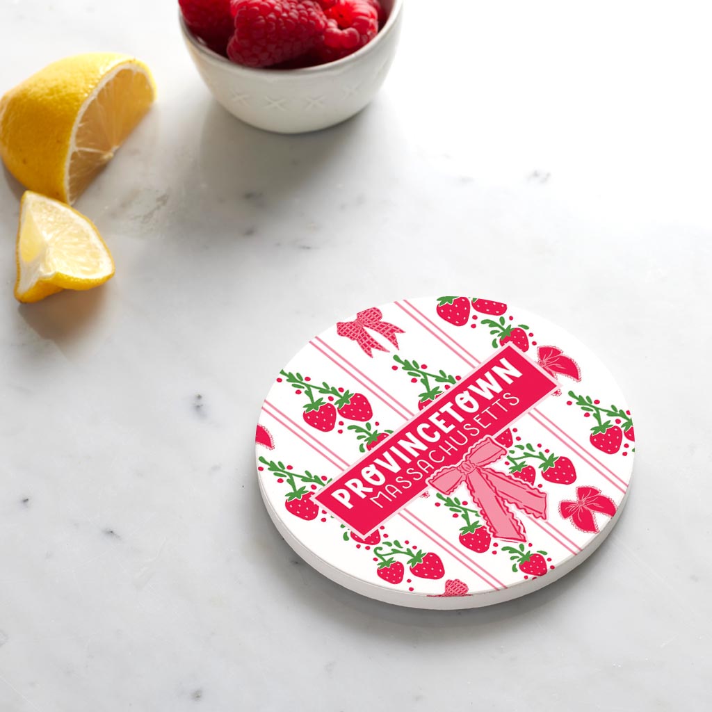 Ceramic Round Coaster-Love+Local Strawberry Parlor -3