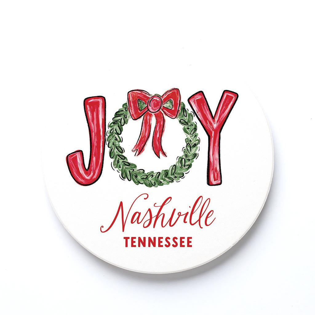 Ceramic Round Coaster-Love+Local Make It Merry -0