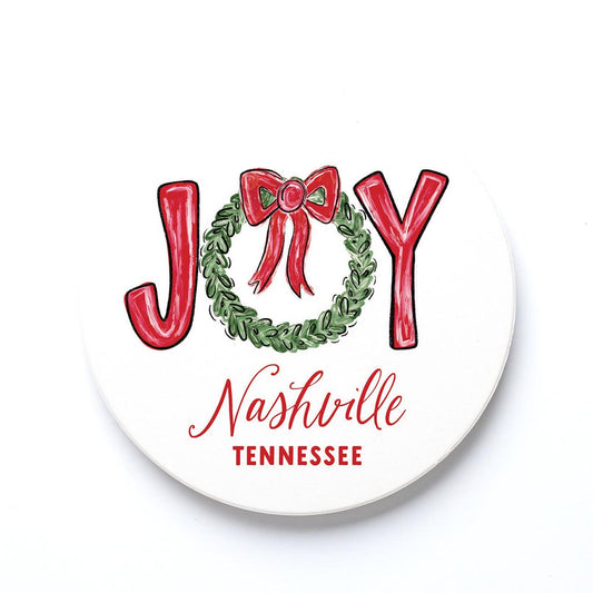 Ceramic Round Coaster-Love+Local Make It Merry -0
