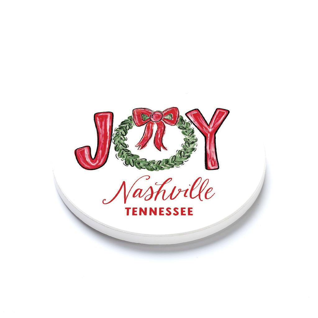 Ceramic Round Coaster-Love+Local Make It Merry -1