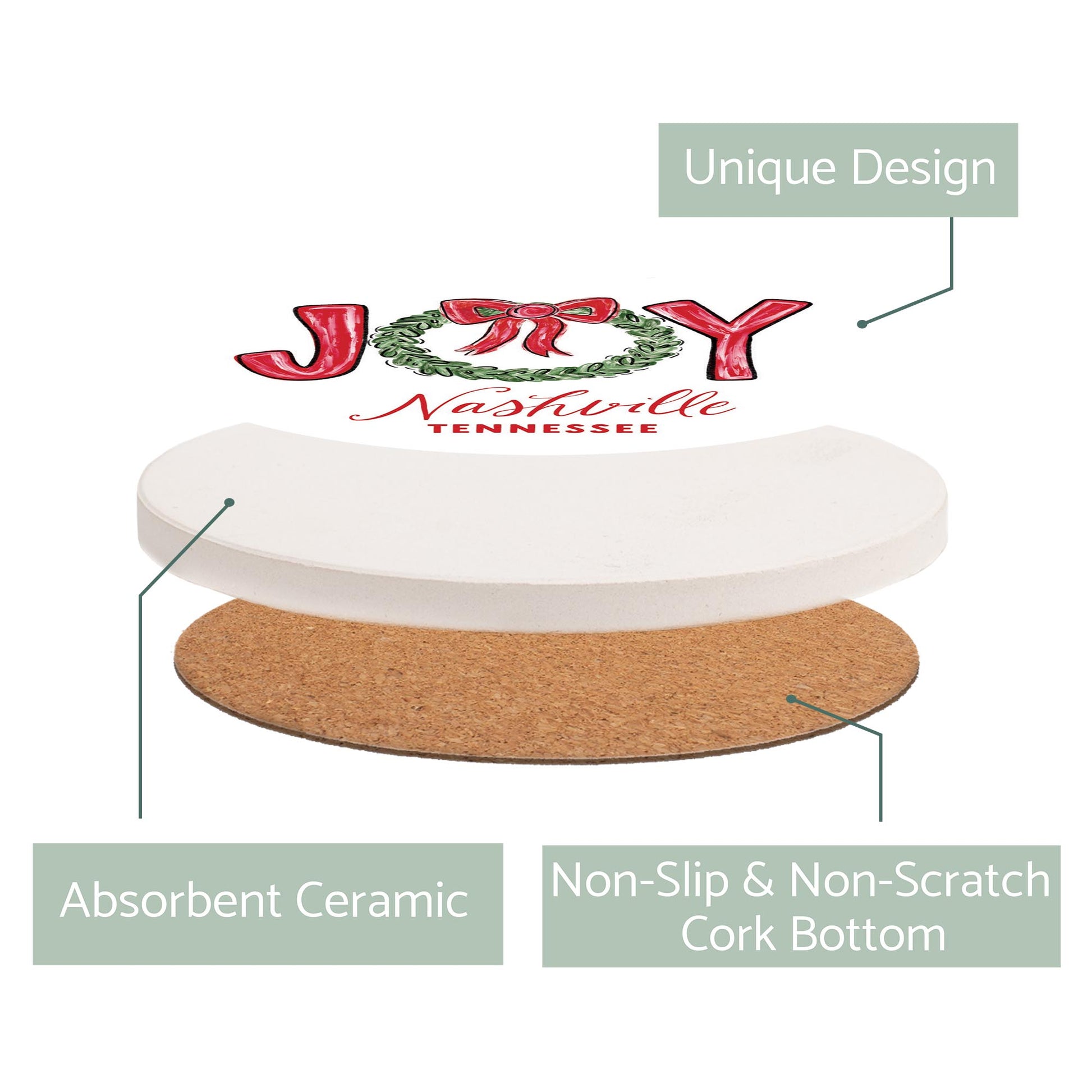 Ceramic Round Coaster-Love+Local Make It Merry -2