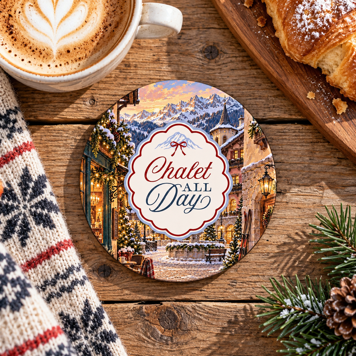 Ceramic Round Coaster-Chalet Girl