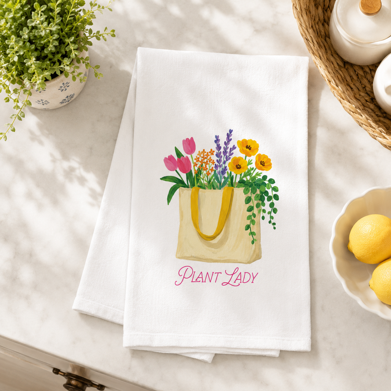 Cotton Tea Towel - Plant Lady