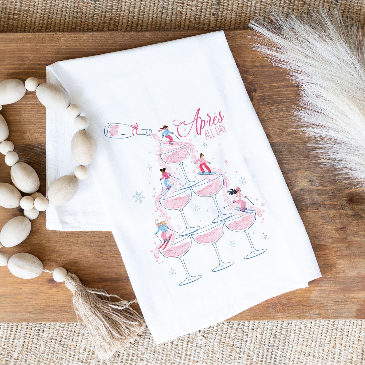 Cotton Tea Towel White-Après Ski All Day -1