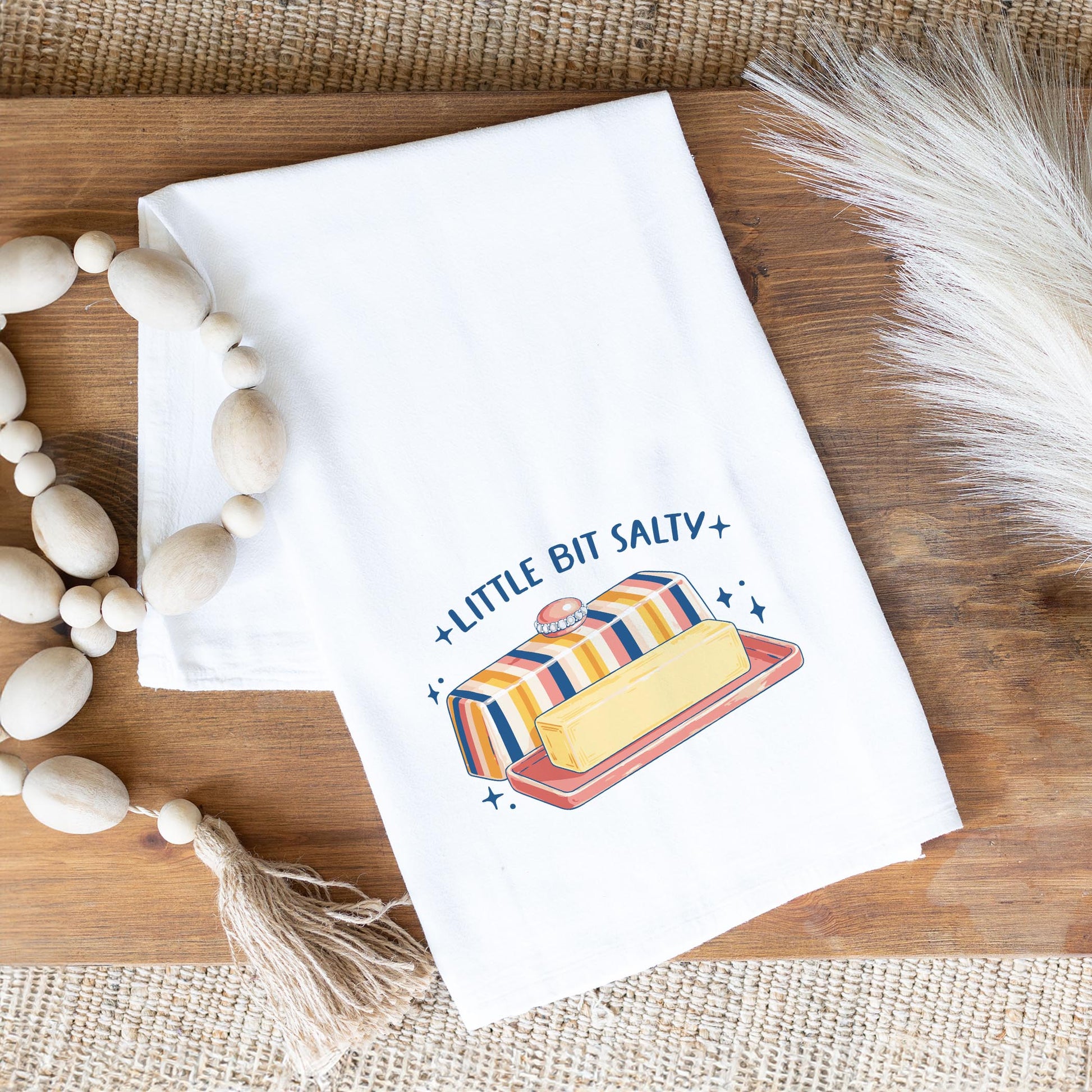 Cotton Tea Towel White-Butter Little Bit Salty -1
